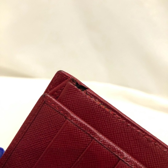 Prada Red Nylon Bifold Wallet Sku#84380 (gently used, outside dirty) - Picture 11 of 15